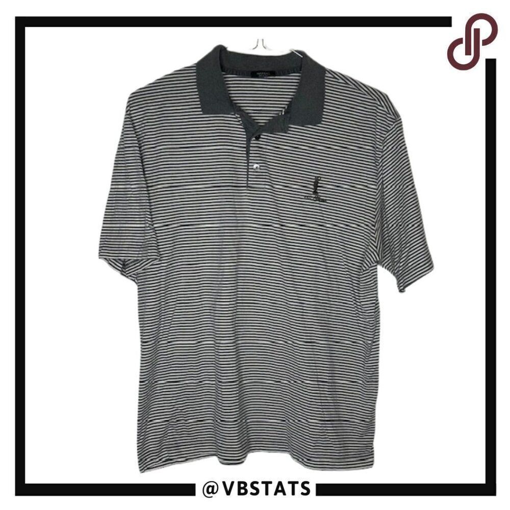 Marbas‎ Gray and White Striped SS Polo Shirt in Size Large
